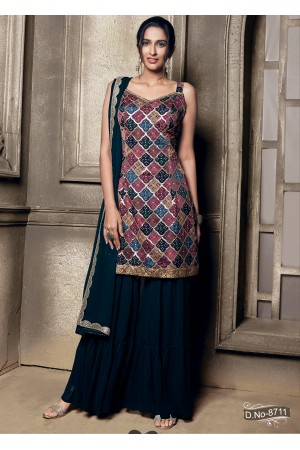 Dark Green Georgette  Sharara